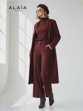 Alaïa Azzedine Studded Ankle Boots in Wine Velvet